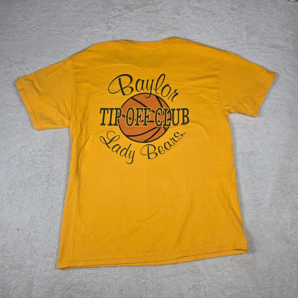 Blue 84 Baylor Tip-Off Club Lady Bears T-Shirt Mens L Gold Good NCAA Basketball